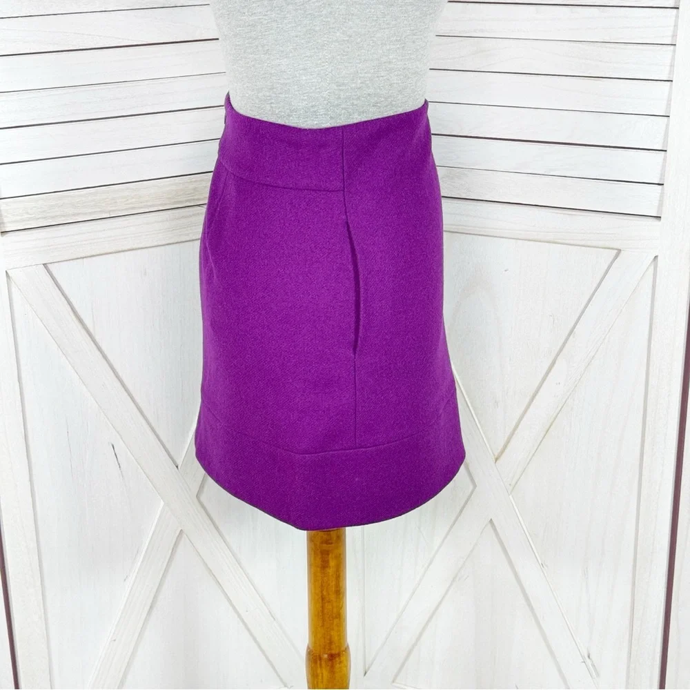 J.Crew‎ Wool Blend A Line Pencil Mini Skirt Electric Purple Size 2 - Picture 3 of 13